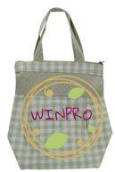 Beige Check Printed Fabric Return Gift Bag