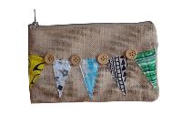 Jute Patchwork Pencil Pouch