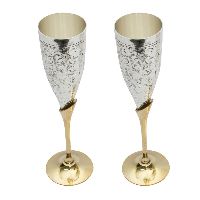 Handmade Engraved Silver Plated Brass Goblet Champagne