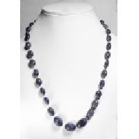 925 Sterling Silver Blue Sapphire Gemstone Beads Necklace