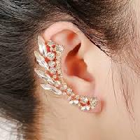 Crystal Leaf Ear Cuff Earrings