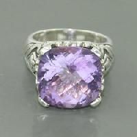 Amethyst Aquacaley and Smoky Quartz Stone Ring