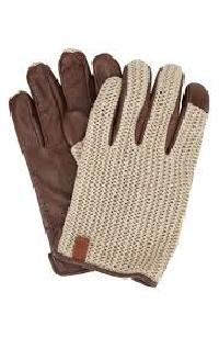 Beige Leather Driving Gloves