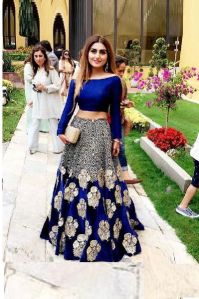 Blue Embroidered Banglori Lehenga Choli