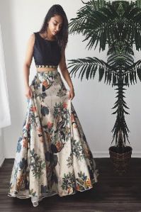 Crepe Multicolour Printed Lehenga Choli