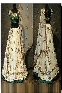 Georgette Machine Work Off White Lehenga Choli