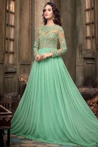 Georgette Machine Work Plain Gown