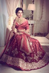 Machine Work Silk Maroon Lehenga Choli