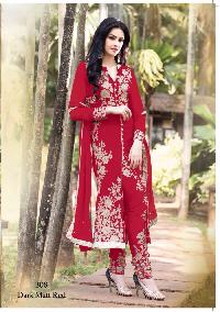 Straight Heavy Embroidered Red Long Suits