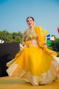 Poly Silk Yellow Lehenga Choli