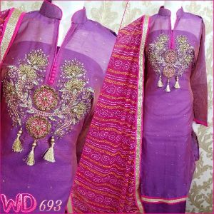 CHANDERI HAND WORK SUITS W-693