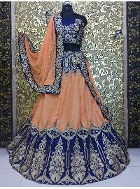 Ladies Orange Blue Designer Lehenga Choli