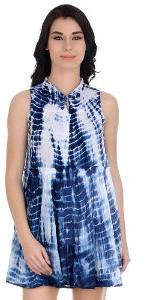 Girggit Cloud Dancer Tie And Dye Sleevess Collared Dress Shirt