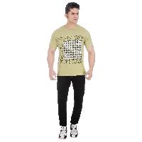 Girggit Round Neck Lint Cotton T-Shirt For Men With Gingham Graphic