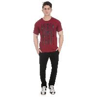 Girggit Round Neck Marsala Cotton T-Shirt For Men With Tribal Graphic