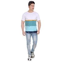 Girggit Round Neck White Cotton T-Shirt With Printed Yarn Dyed Graphic