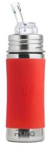 Pura Kiki 11oz Orange Sleeve Straw Stainless Steel Bottle