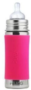 Pura Kiki 11oz Pink Sleeve Stainless Steel Infant Feeding Bottle