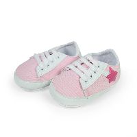 Baby Girl Lace-up Soft Shoes - White/Pink