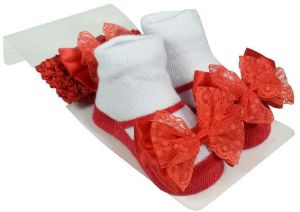 Red White Hair Band Baby Girls Socks