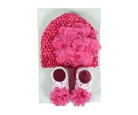 Pink White Crochet Cap  Baby Socks