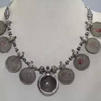 Antique Old Silver Tribal Necklace Old Coins