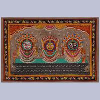 Hand Painted Tussar Silk Lord Jagannath Patachitra Painting