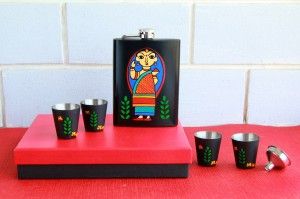 Hip Flask with Shot Glasses - Bengali Babushka