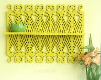 Yellow Wooden Jali Wall shelf