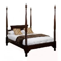 Reeded Four Poster Bed: Brown, King Size