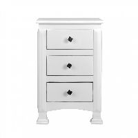 Side Table with 3 Drawers: White