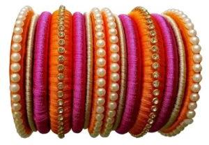 Pink silk thread bangles