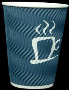 Disposable Blue Ripple Paper Cups