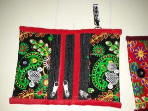 Embroidered 3 Zipper Wallets