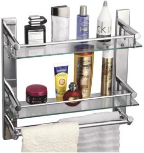 Double Glass Shelf with Double Towel Rod