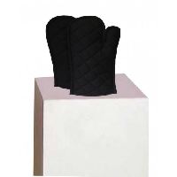 Lushomes Cotton Black Set of 2 Oven Mittens