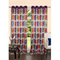 Lushomes Digitally Printed Feather Polyester Blackout 8 Metal Eyelets Doors Curtains