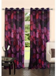 Lushomes Digitally Printed Flowerbed Polyester Blackout 6 Metal Eyelets Doors Curtains