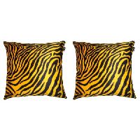 Lushomes Golden Yellow Zebra Skin Printed Cushion Covers