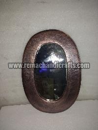 6006 Oval Shaped Hammered Copper Mirror