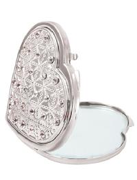Heart Shape Compact Mirror with Crystal