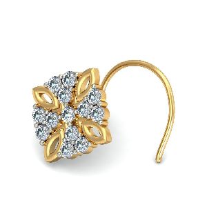 14kt Gold Square Shape Diamond Nose Pin