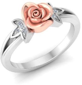 White Gold Beautiful Single Rose Diamond Ring