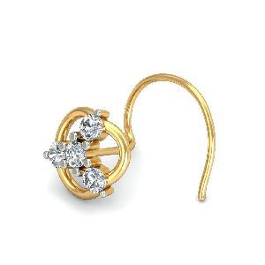 14kt Gold Leaf Shape Diamond Nose Pin