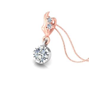 Rose Gold Designer Diamond Pendant with 0.25 Ct Solitaire