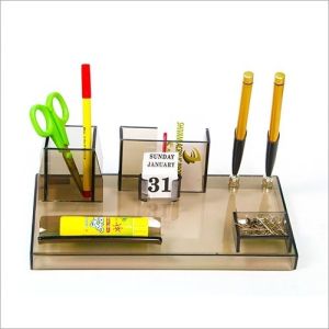 Acrylic Pen Stand With Card Holder