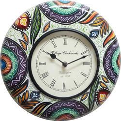 Green Color Painted Wooden Wall Clock