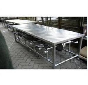 6-Seater Stainless Steel Canteen Dining Table Set