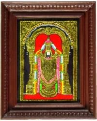 Balaji Tanjore Painting - 8 In x 10 In - Decorative frame