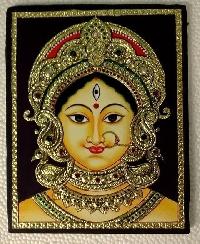 Devi Durga - Bengal Style Tanjore Painting - 10 In x 12 In